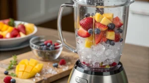 Bluestone BLB-5339 blender crushing ice and frozen fruits for a smoothie