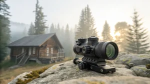 Dead Ringer Beard Buster for Deer Hunting Review – Product on Rustic Rock with Pine Forest Backdrop