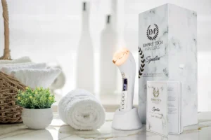 Empire Tech Marvelous EMS Reviews for Facial Skin – Artistic Flat Lay with EMS Device and Skincare Products